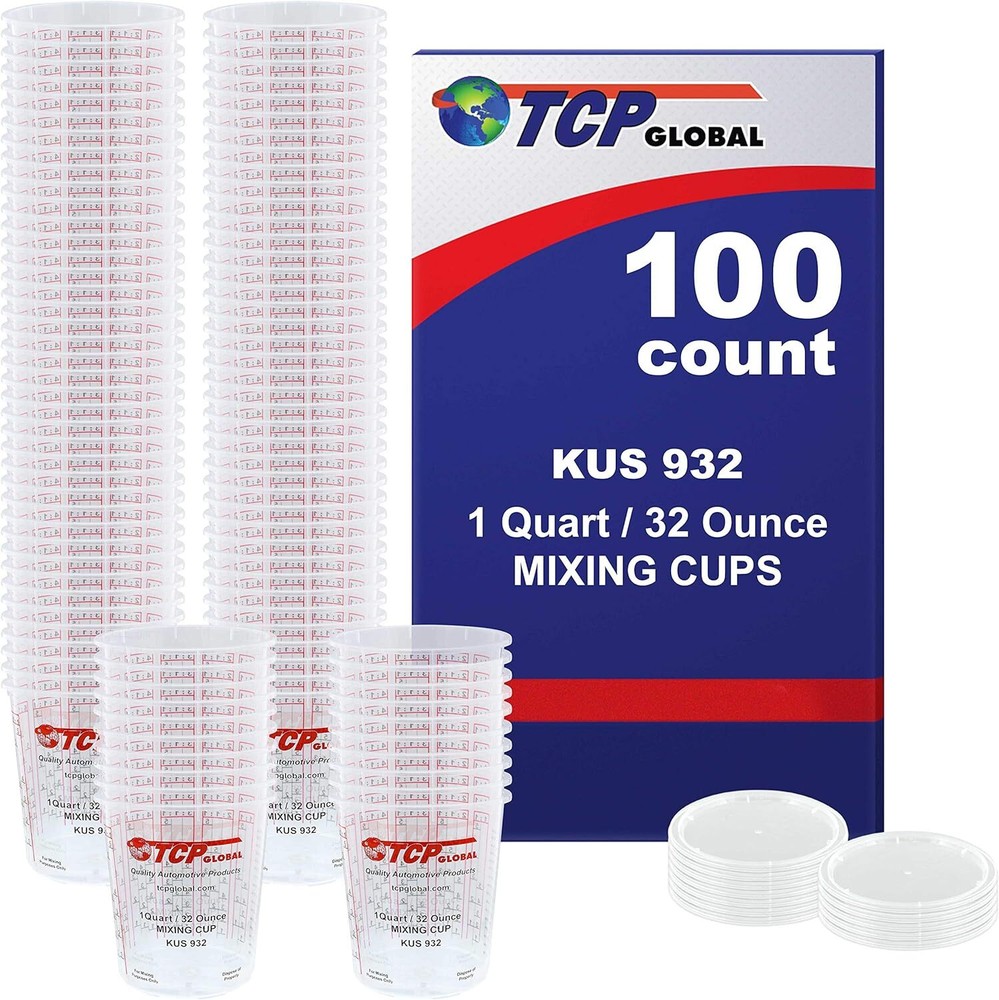 100-Pack 32-Oz Plastic Paint Mixing Cups for Epoxy Resin & Automotive Use