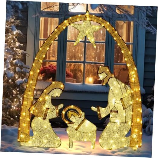 Outdoor Lighted Set for Christmas Decoration, 48Inch Large Nativity Scene