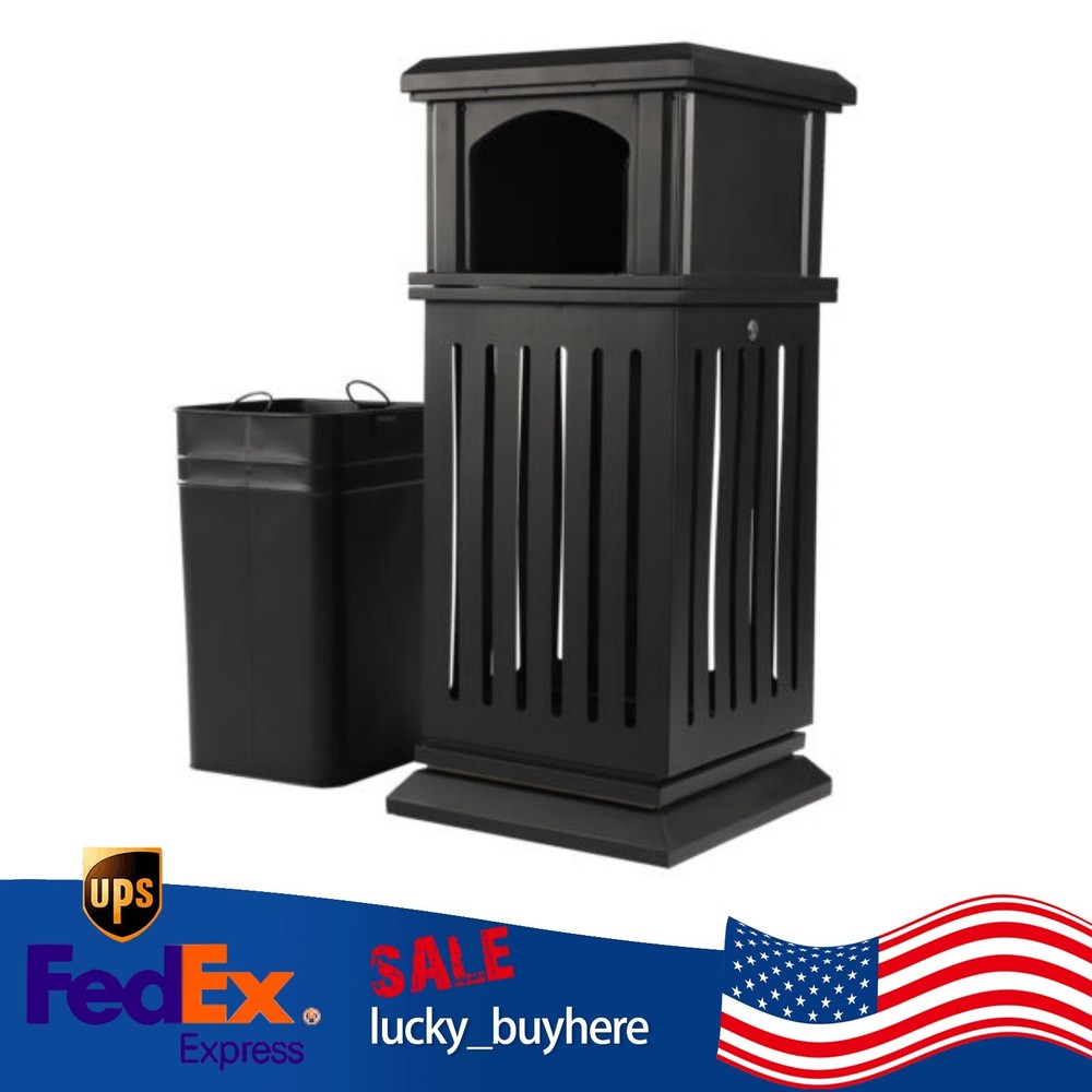 8.8 Gallon Outdoor Trash Can Commercial Garbage Can Container+Locking Lid