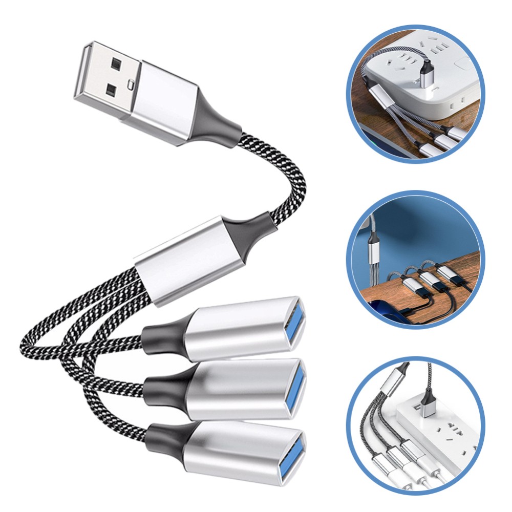USB Data & Power Splitter Male to Female Adapter for Car Charging