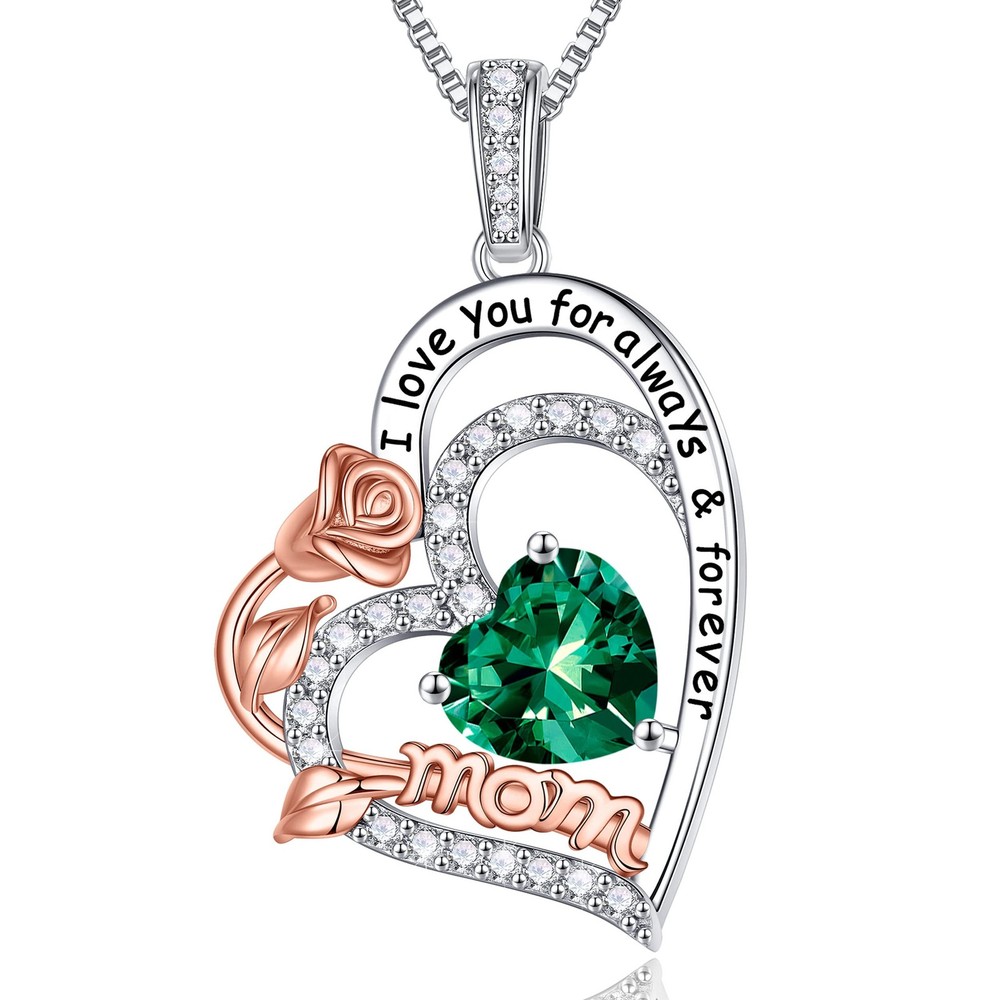 Mothers Day Gifts - 925 Sterling Silver Rose Birthstone Necklace, Anniversary...-image