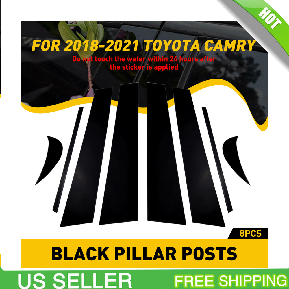 glossy Pillar Posts 8pc Door Trim Piano Cover Window For 2018-21 Toyota Camry US