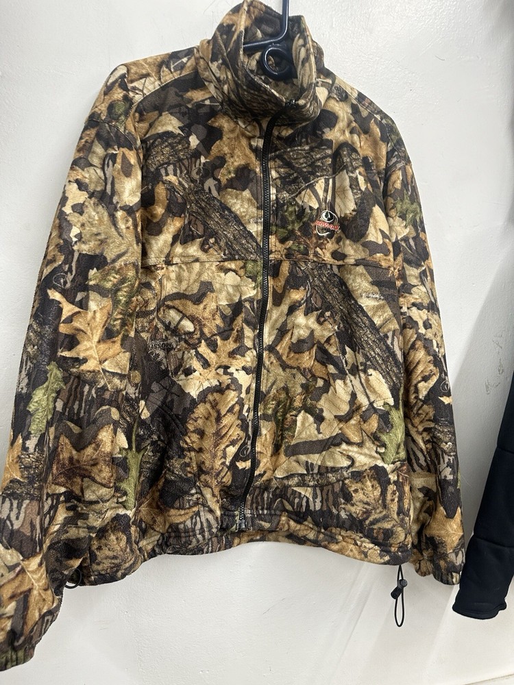 Mossy Oak Camo Mens L Full Zip Fleece Sweater Hunting 0183 Windproof Outdoor