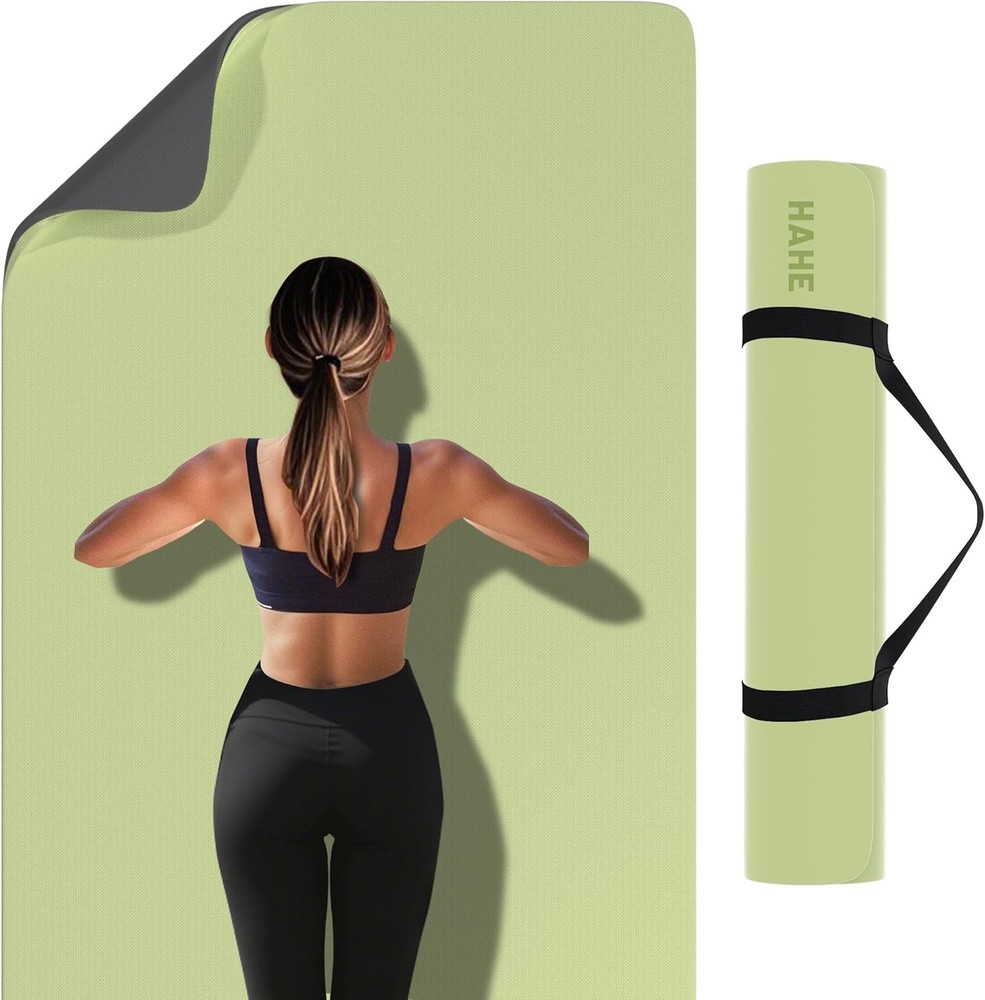 Extra-Wide Non-Slip Yoga Mat 72x32 Inches with Cushioned Support for Fitness & Exercise