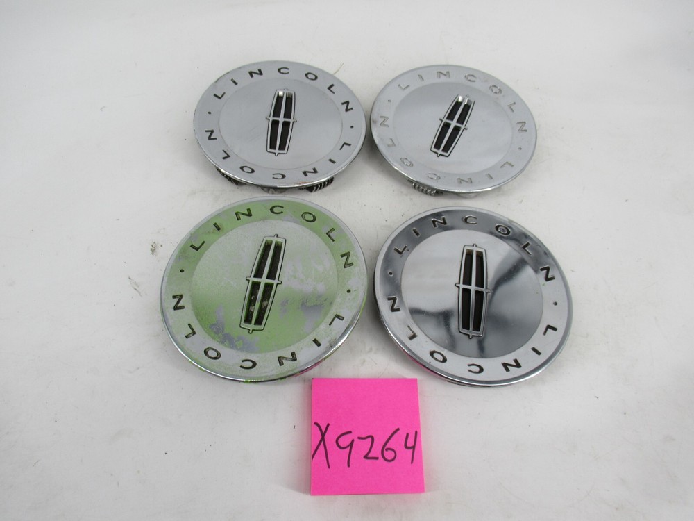 Lincoln Center Caps Hubcaps Town Car MKZ MKX 6W13-1A096 7A13 OEM Set Chrome
