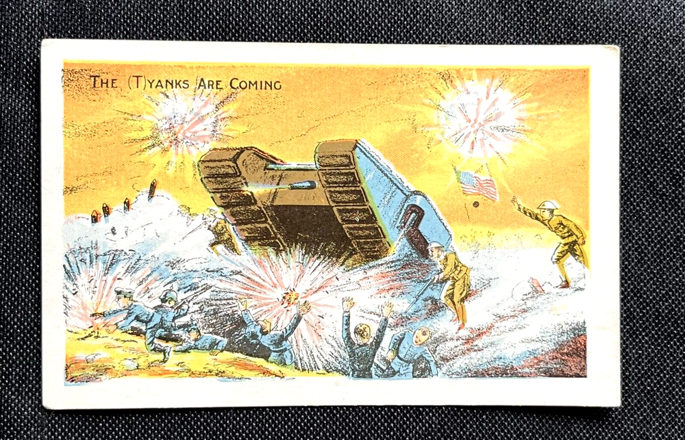 Artist Postcard WWI The (T)Yanks Are Coming Tank In Combat Action vs Germans  A8