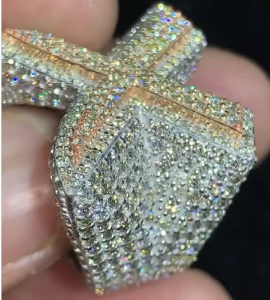 5ct Round Moissanite Hip-Hop Band Ring in 14k Two-Tone Gold