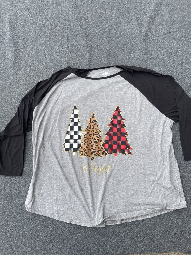 Holiday Time Womens Christmas Tee 3/4 Sleeve Size 2X 20-22