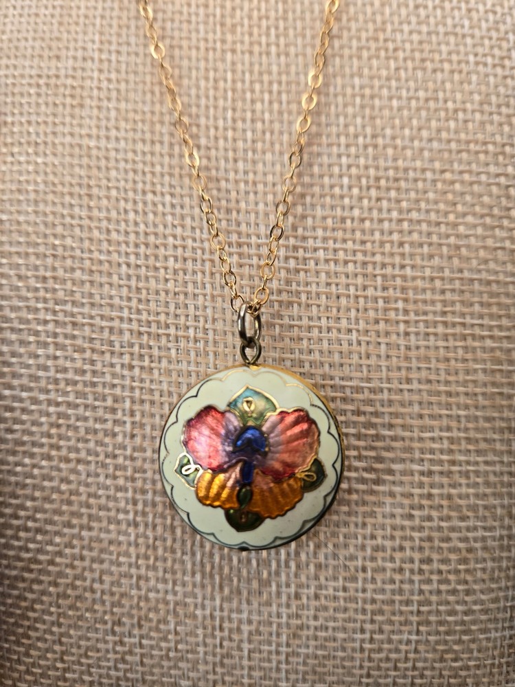 Vintage Cloisonne Necklace Pendant 1