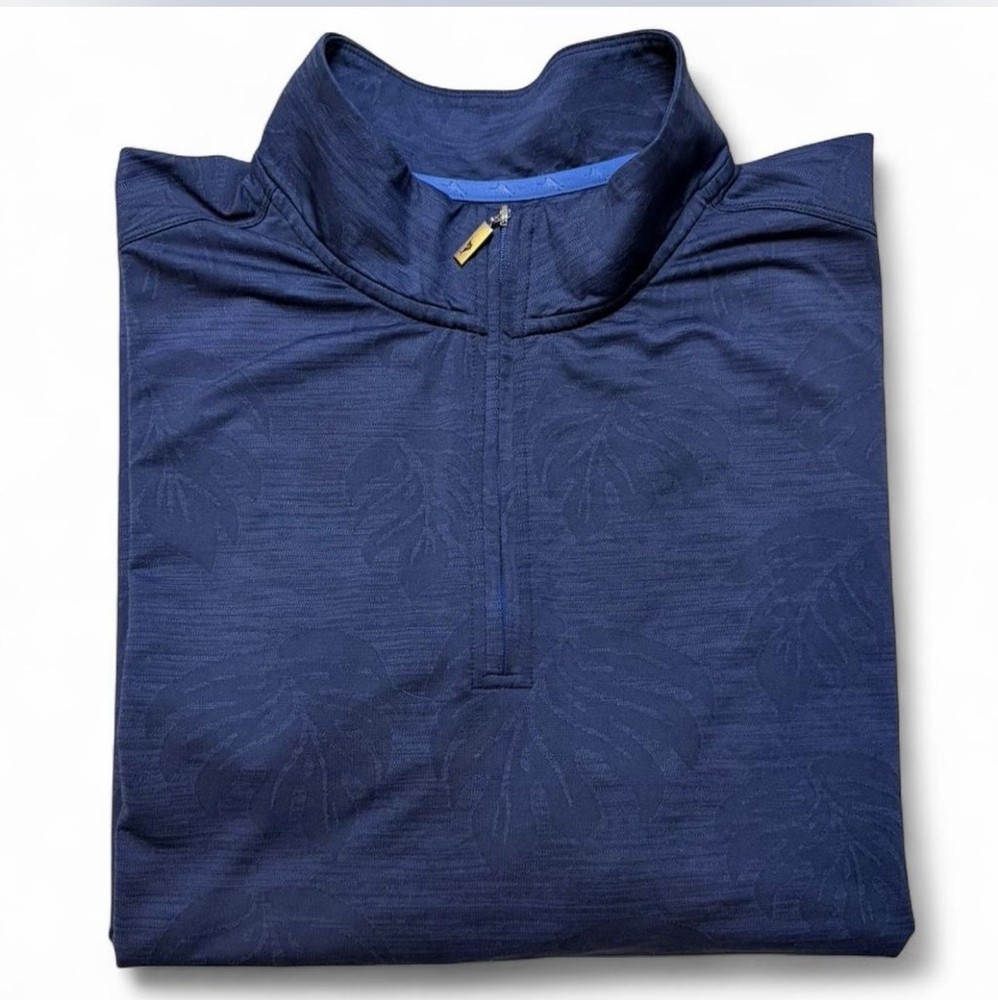 Tommy Bahama IslandZone XL Quarter Zip Pullover Blue Performance Golf Top