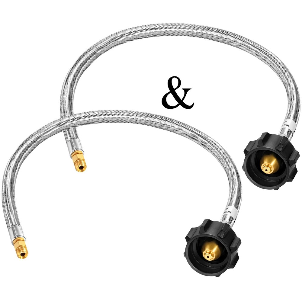 24 inch RV Propane Hose Stainless Steel Braid Connector with Type 1 Connectio...