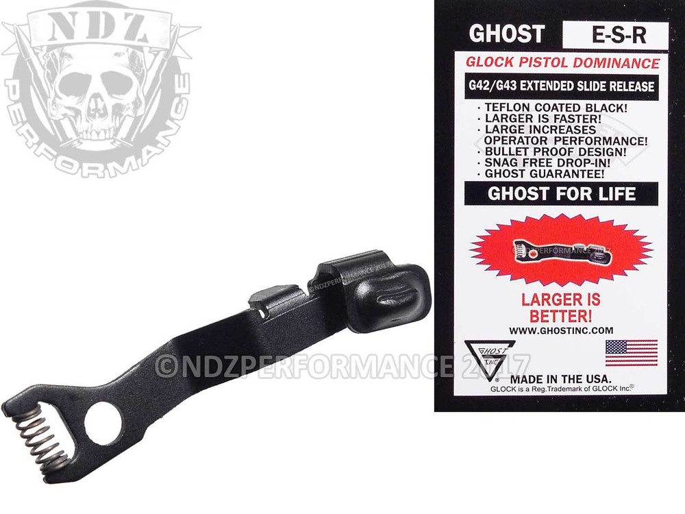 For Glock 43 43X 48 Ghost Inc. Extended Slide Release GHO_ESR4243 Black
