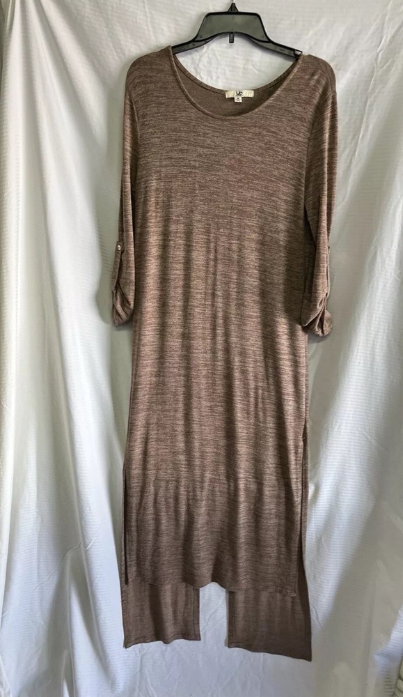 Women’s brown open back long dress by Ya Los Angeles size med. Slight Train Back