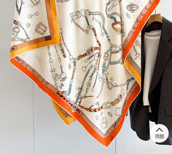 70% Cashmere 30% Silk Wrap 135X135cm Scarf chain Print Double Face Print Shawl