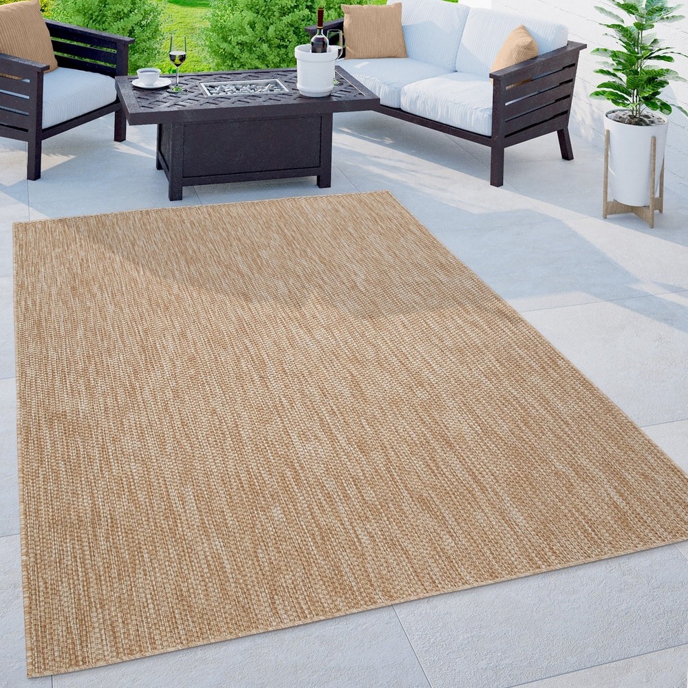 Variegated Light Brown Waterproof Patio Rug 6.5x9 ft Outdoor