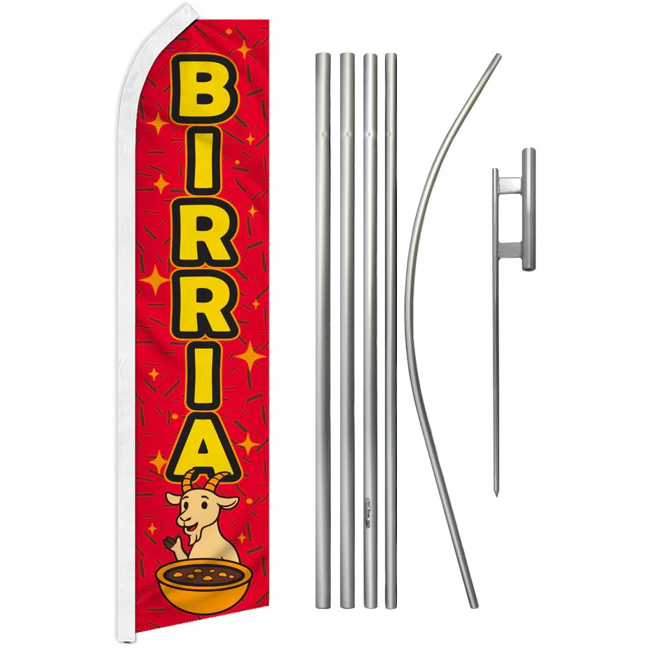 Birria Swooper Flutter Feather Advertising Food Flag & Pole Kit