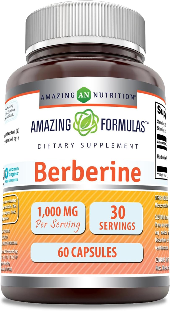 Amazing Formulas Berberine 1000Mg Supplement, 60 Capsules, Gluten-Free