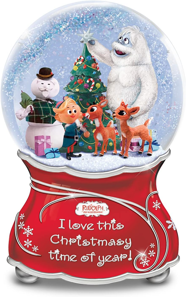 RUDOLPH The Red-Nosed Reindeer MUSICAL Glitter Globe NEW