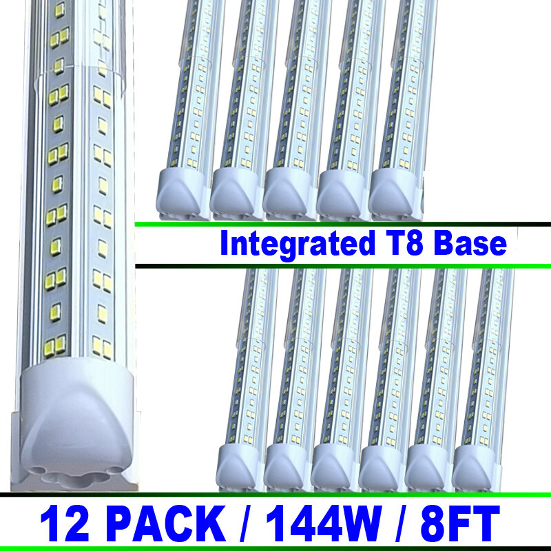 12 PcS T8 8Ft 144W LED Shop light Fixture 6500K 8 Foot LED Tube Light Bulbs US