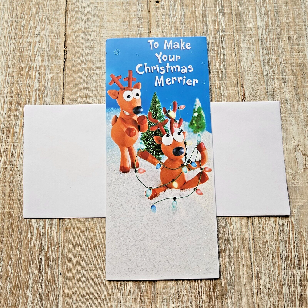 Glitter Reindeer Snow Christmas Gift Card Money Holder by American Greetings-image