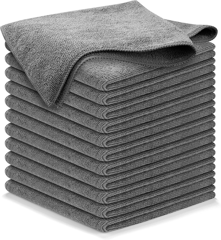 USANOOKS 12-Pack Grey Microfiber Cloths 12.5x12.5 High Performance