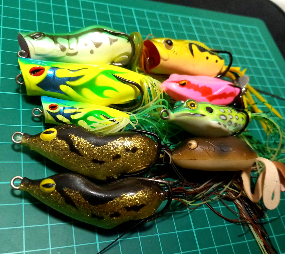 9x Frog Lures, Kicker, Iobee, Gavacho, Scatter Frog, Topwater Fishing Set
