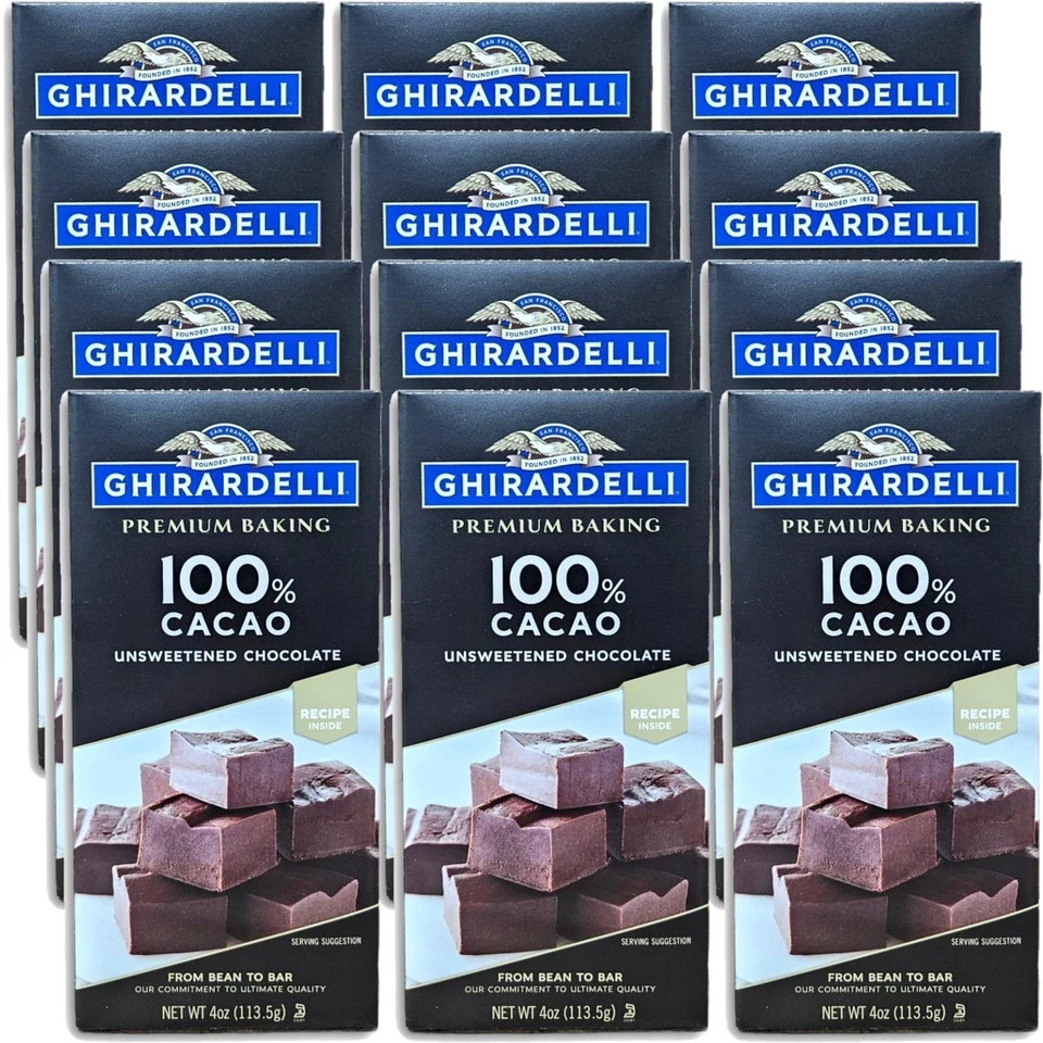 Premium Baking 100% Cacao Unsweetened Chocolate Bar Value Pack, 4 Oz | 12 Bars
