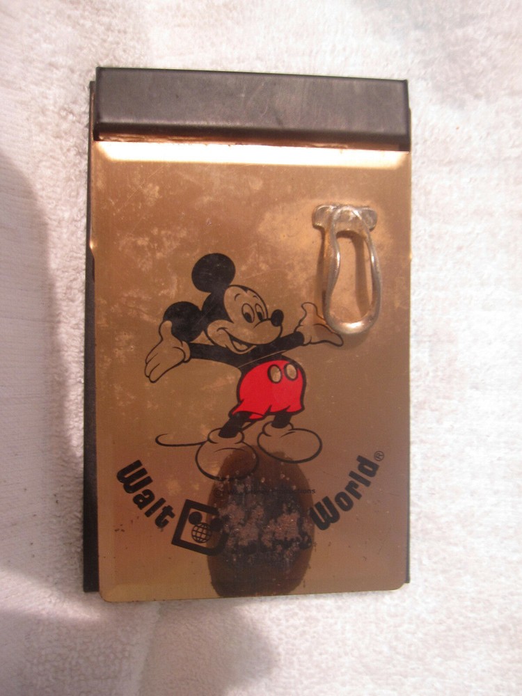 1970s Vintage Walt Disney World Mickey Mouse Brass Metal Paper Holder Original Retro
