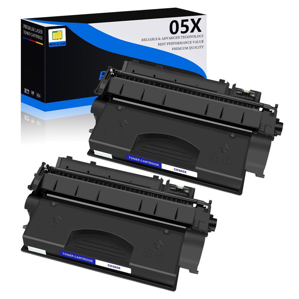 2PK Black CE505X Toner Cartridge for HP LaserJet P2050 P2055 Series