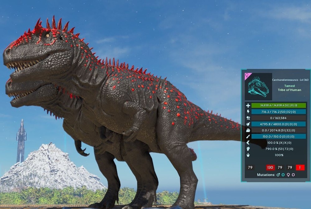 Ark Survival Ascended PVE Carcha Deadpool Lv 363 790%MD 100% imp PC XBOX PS5