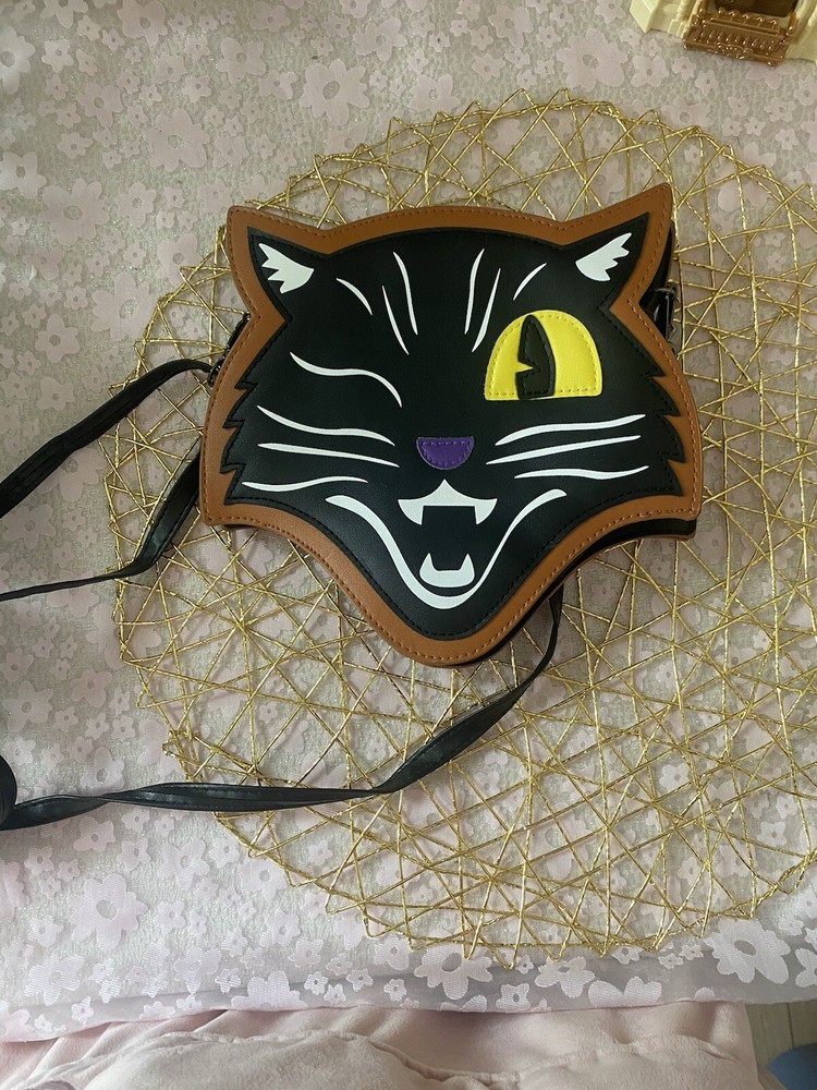 Super Cute Black Cat Crossbody Purse New Halloween Spooky