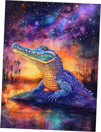 5D Diamond Art Kits for Adults Crocodile by Number Kits, Diamond Painting Art