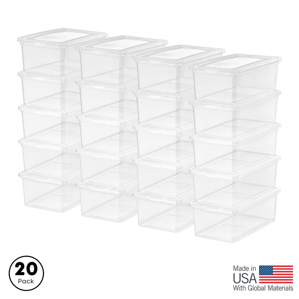 5 Qt Stackable Plastic Storage Bins with Lids - 20-Piece Set for Organizing