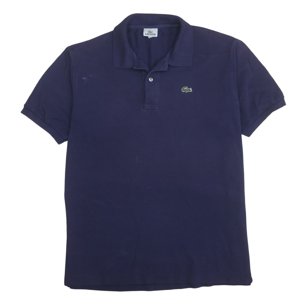 Lacoste Mens Polo Shirt Navy Cotton Pique Embroidered Crocodile Logo Tee L