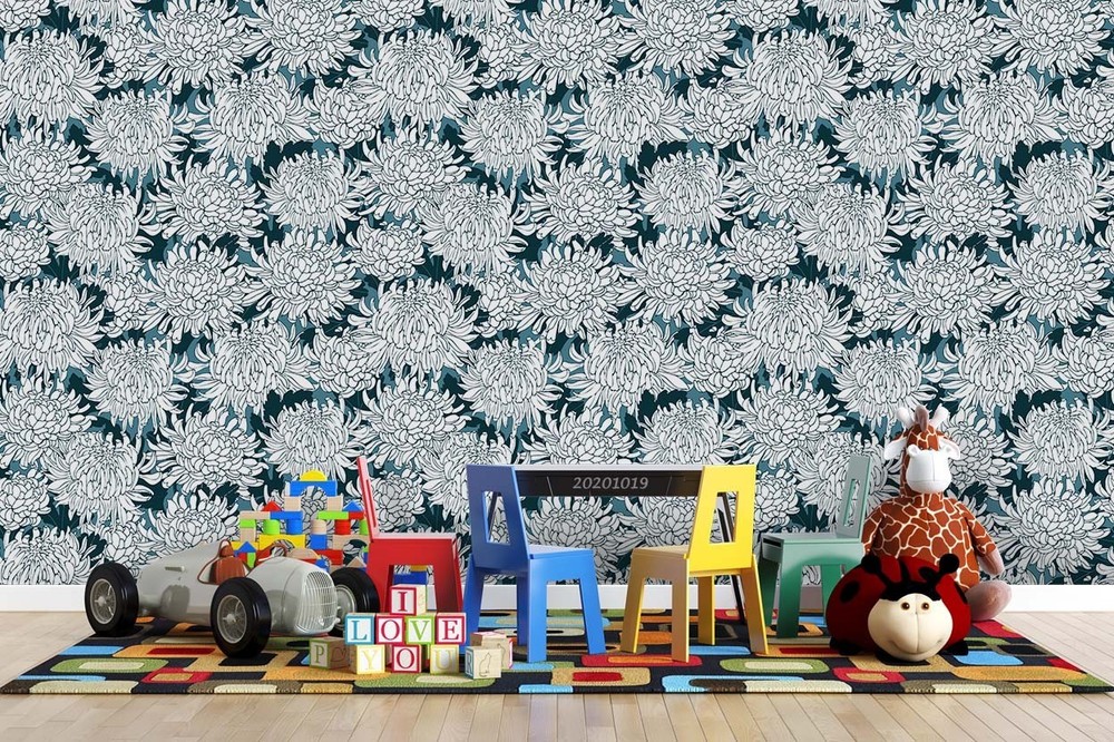 3D White Chrysanthemum Pattern Wall Murals Wallpaper Murals Wall Sticker