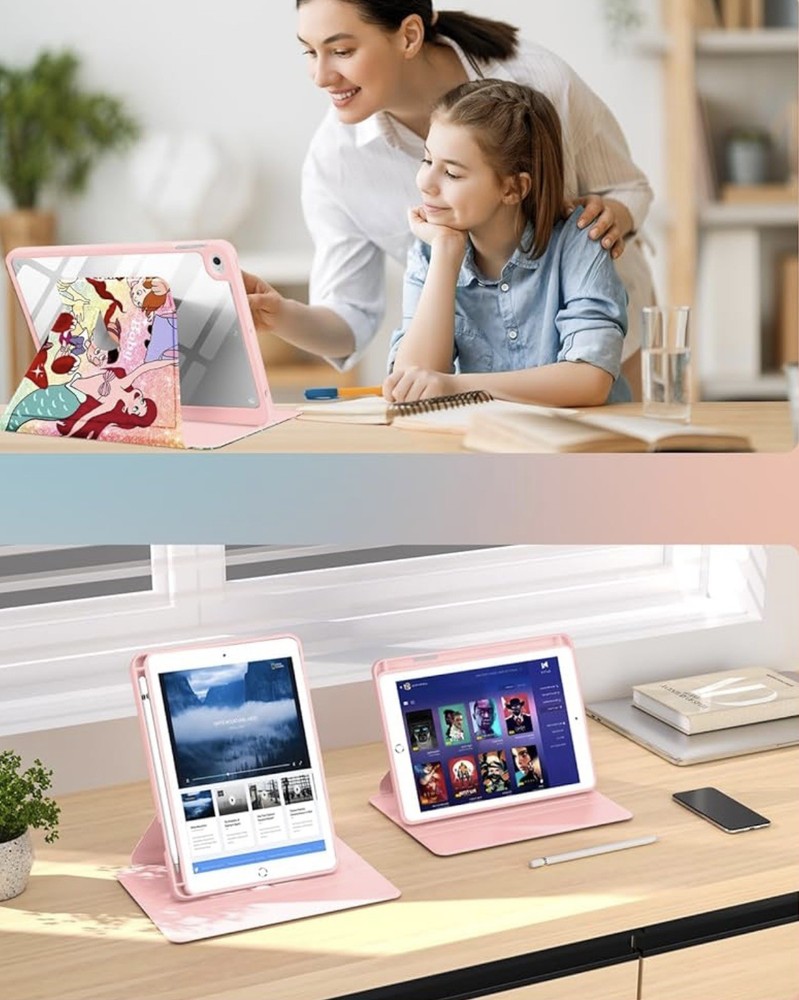 Case For Apple iPad all Models, Kids Stand cover ( Girls) toddler cartoon.