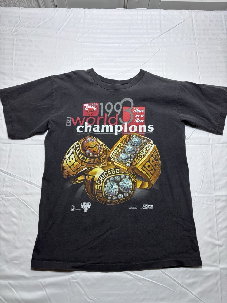 Vintage 1993 Salem Chicago Bulls Championship Rings Single Stitch T Shirt Sz M