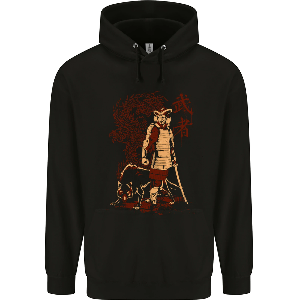Dragon Warrior Wolf Dragon Samurai MMA Mens 80% Cotton Hoodie