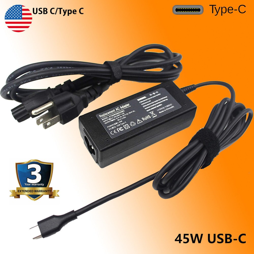 USB Type-C 45W for HP Chromebook Lenovo Dell Acer Samsung Laptop Charger power