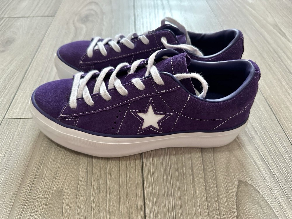 Converse Womens Platform One Star Purple Suede Sneakers Size 7