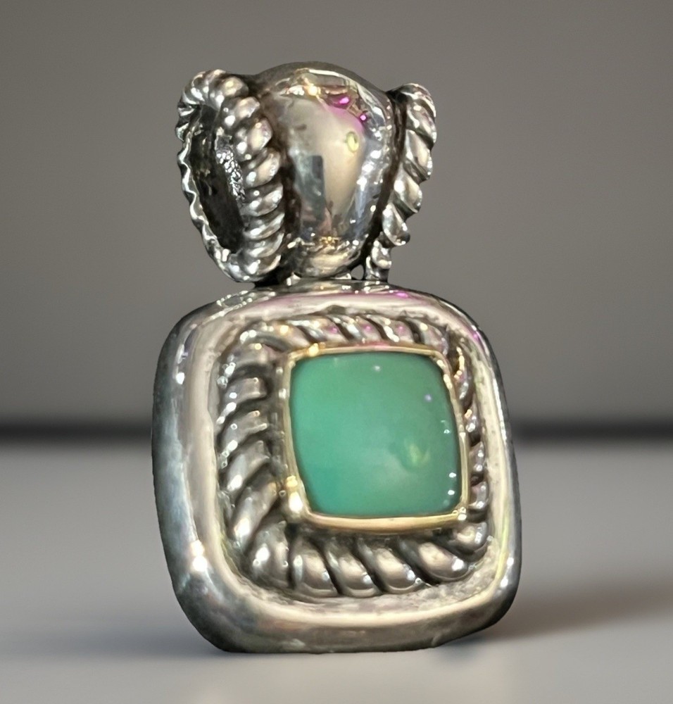 Effy D’Oro turquoise sterling silver pendant with 14k gold accent bezel signed
