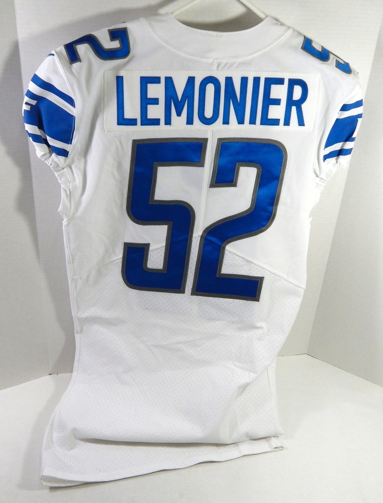 2021 Detroit Lions Jessie Lemonier #52 Game Issued White Jersey 42 DP64665
