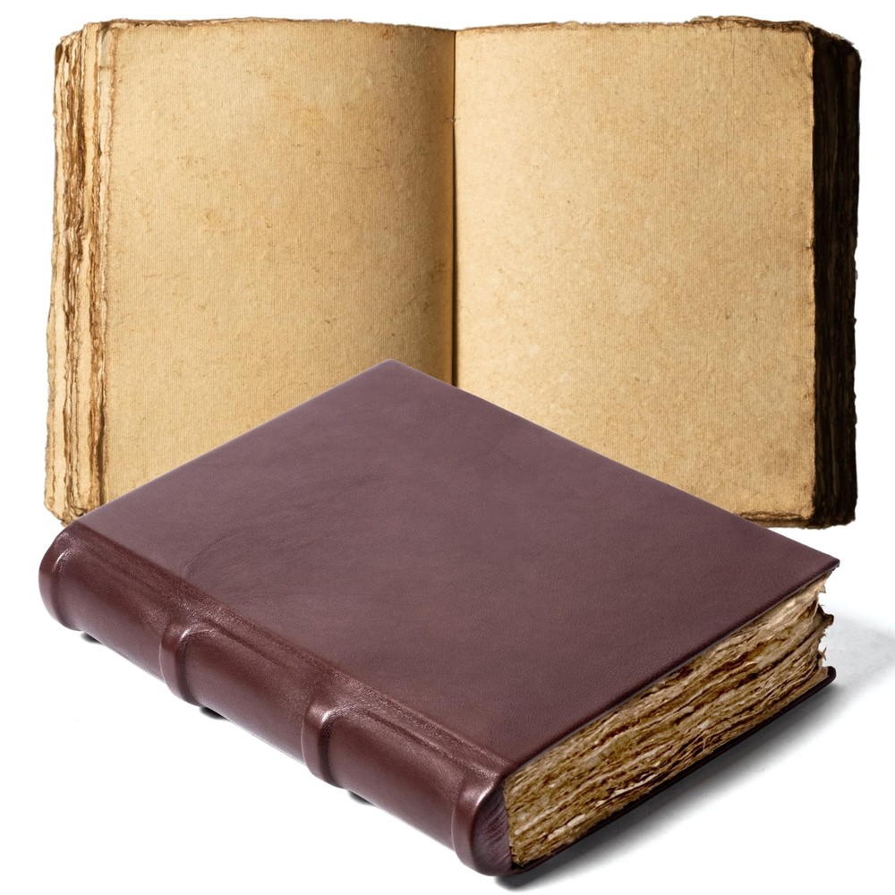 Hardcover Notebook, Vintage Journal, Leather Journal with Deckle Edge Paper |...