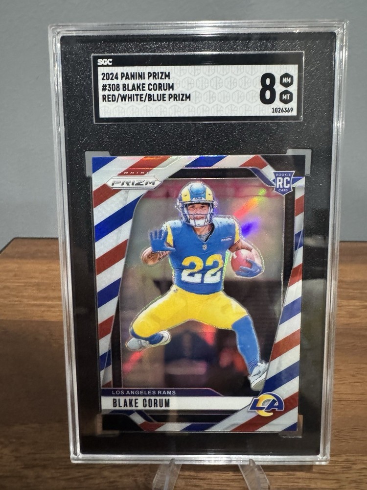 2024 Panini Prizm - Rookies Blake Corum #308 Red White & Blue Prizm (RC)