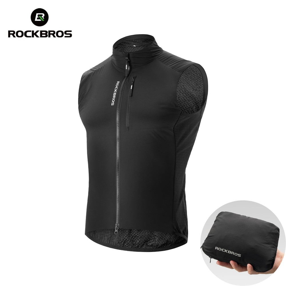 ROCKBROS Cycling Vest Double-Layer Warm Windbreaker Sleeveless with Back Pockets