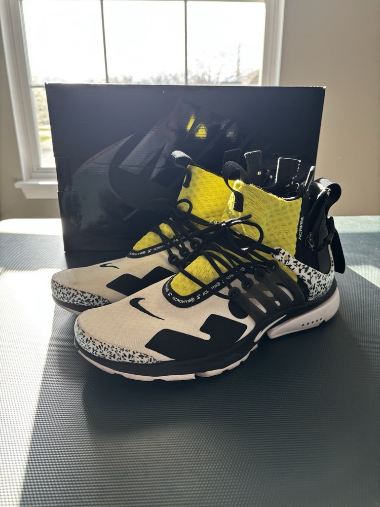 2018 Nike X Acronym Presto Mid Dynamic Yellow Size 10