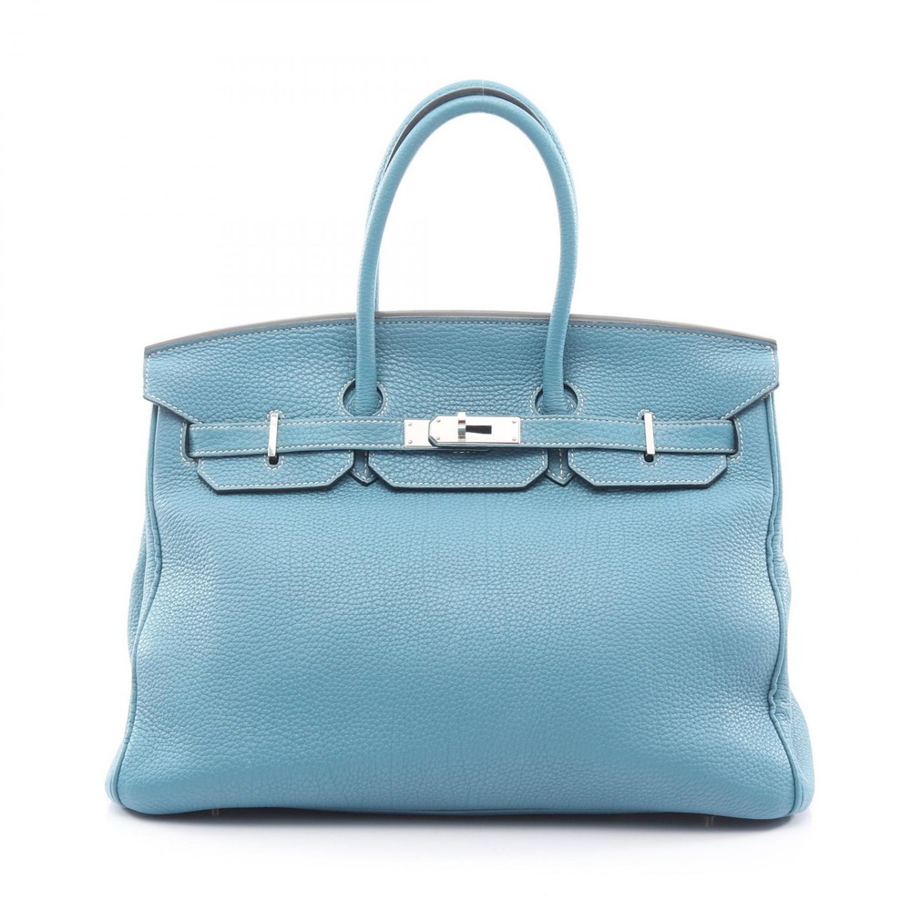 HERMES Birkin 35 Handbag N Togo leather Blue jean SHW Used Women