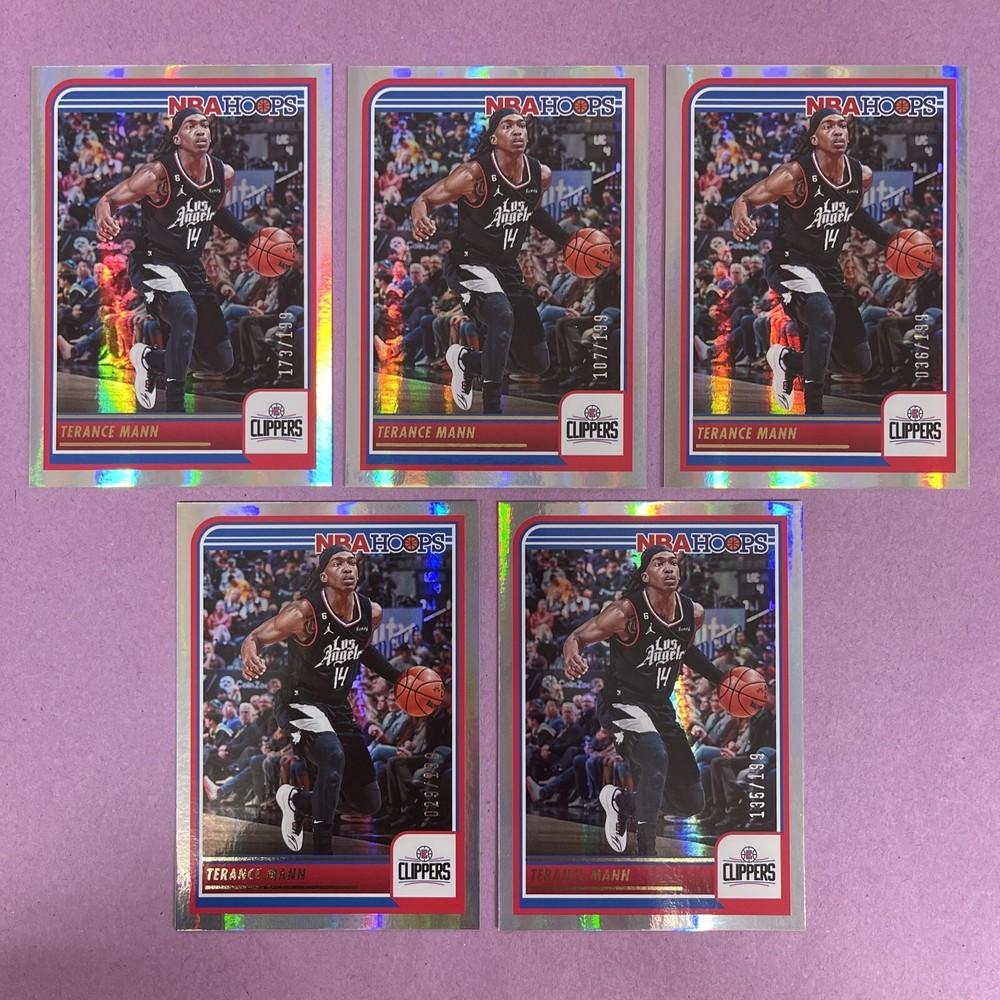 (5) 2023-24 Panini Hoops Premium Terance Mann #130 PREM.FOIL PR/199 LOT CLIPPERS