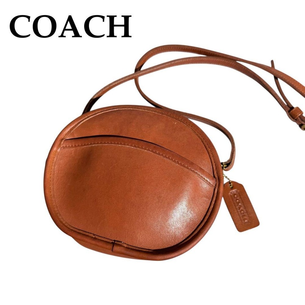Coach Old Crossbody Bag Brown Leather Round Shoulder Purse Authentic