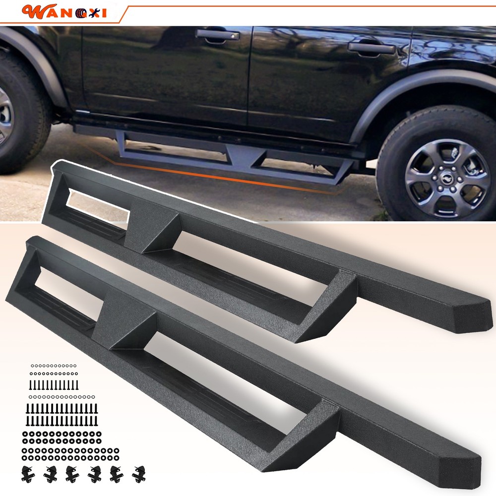 Running Boards for 2021-2025 Ford Bronco 4 Door Black Drop Side Steps Nerf Bars